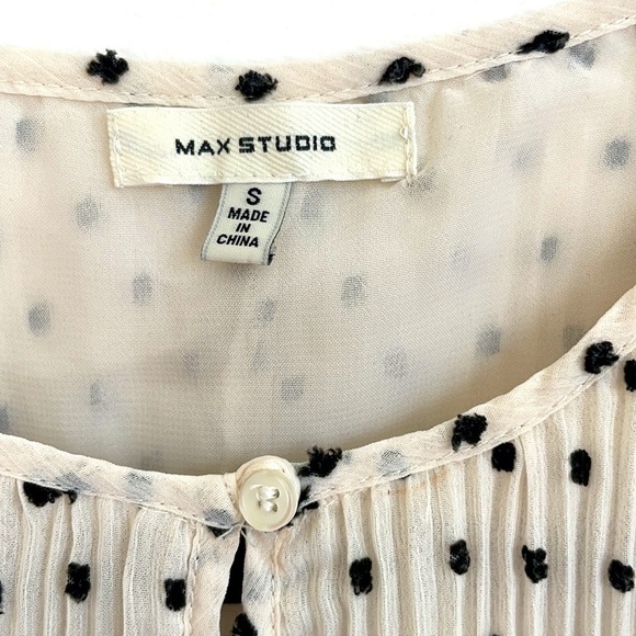 Max Studio Ivory black polka dot patterned sleeveless blouse S - Picture 3 of 6